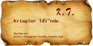 Kriegler Tünde névjegykártya