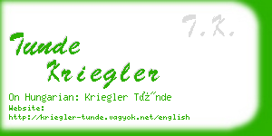 tunde kriegler business card